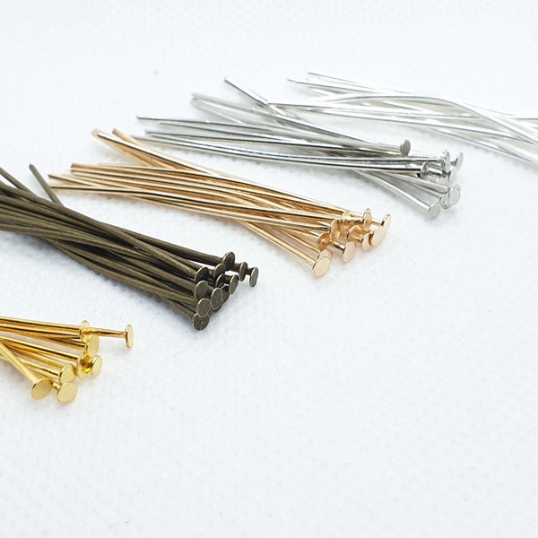 30 Pcs, 40mm Iron Flat Head Pins For Jewelry Making
