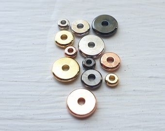 10 Stück, 4/6/8mm, Messing Spacer Perlen, Scheibe für DIY Schmuck und Zubehörherstellung - Wähle deine Farbe