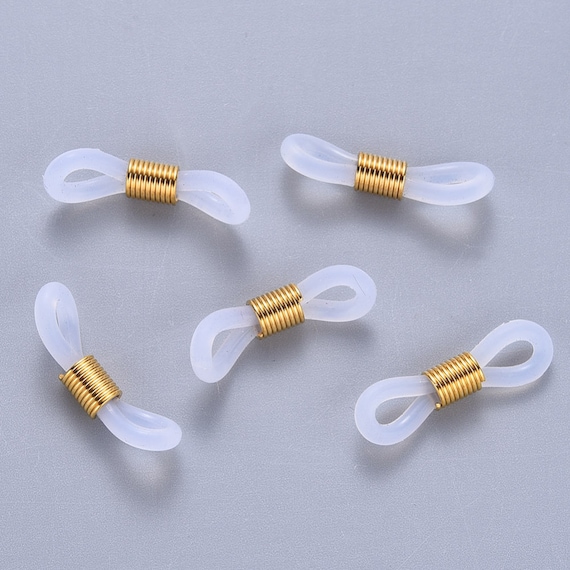 10pcs 20x5mm Eyeglass Holders Clear Glasses Rubber Loop Ends