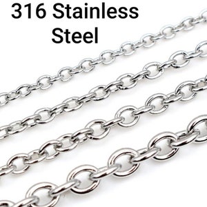 20 inches, 316 Stainless Steel Cross Necklace Chains,  For DIY Jewelry Making