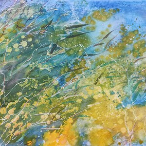 Mimosa gialla Acacia in fiore Fiori primaverili Arte botanica Albero di acacia Astratta Arte contemporanea Mimosa acquerello Regalo originale Primavera
