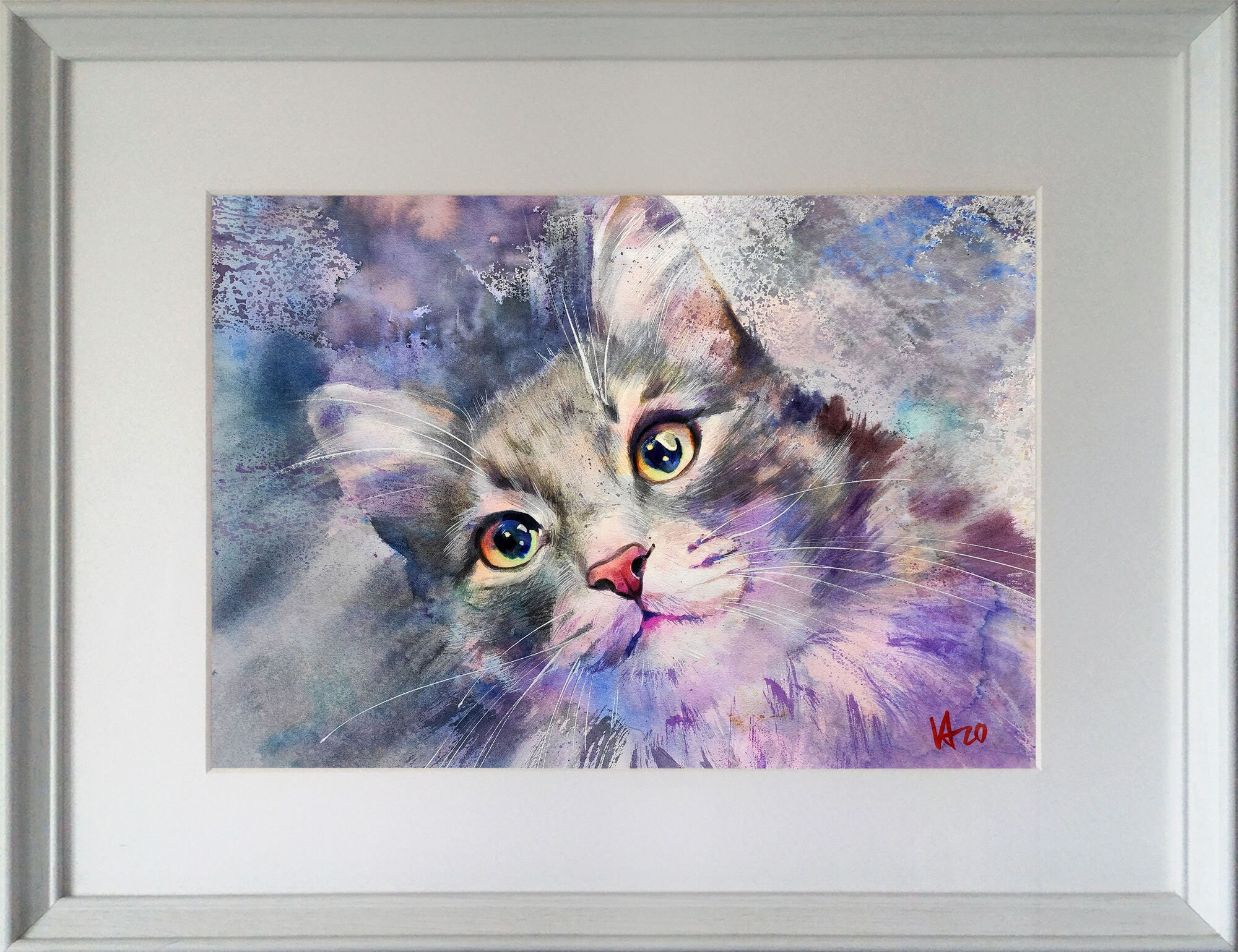 絵画 アート 猫 猫の絵 水彩画 アンティーク 贈り物 一点限り cat art 絵画 猫 アート 水彩画 猫の絵 誕生日プレゼント watercolor cat