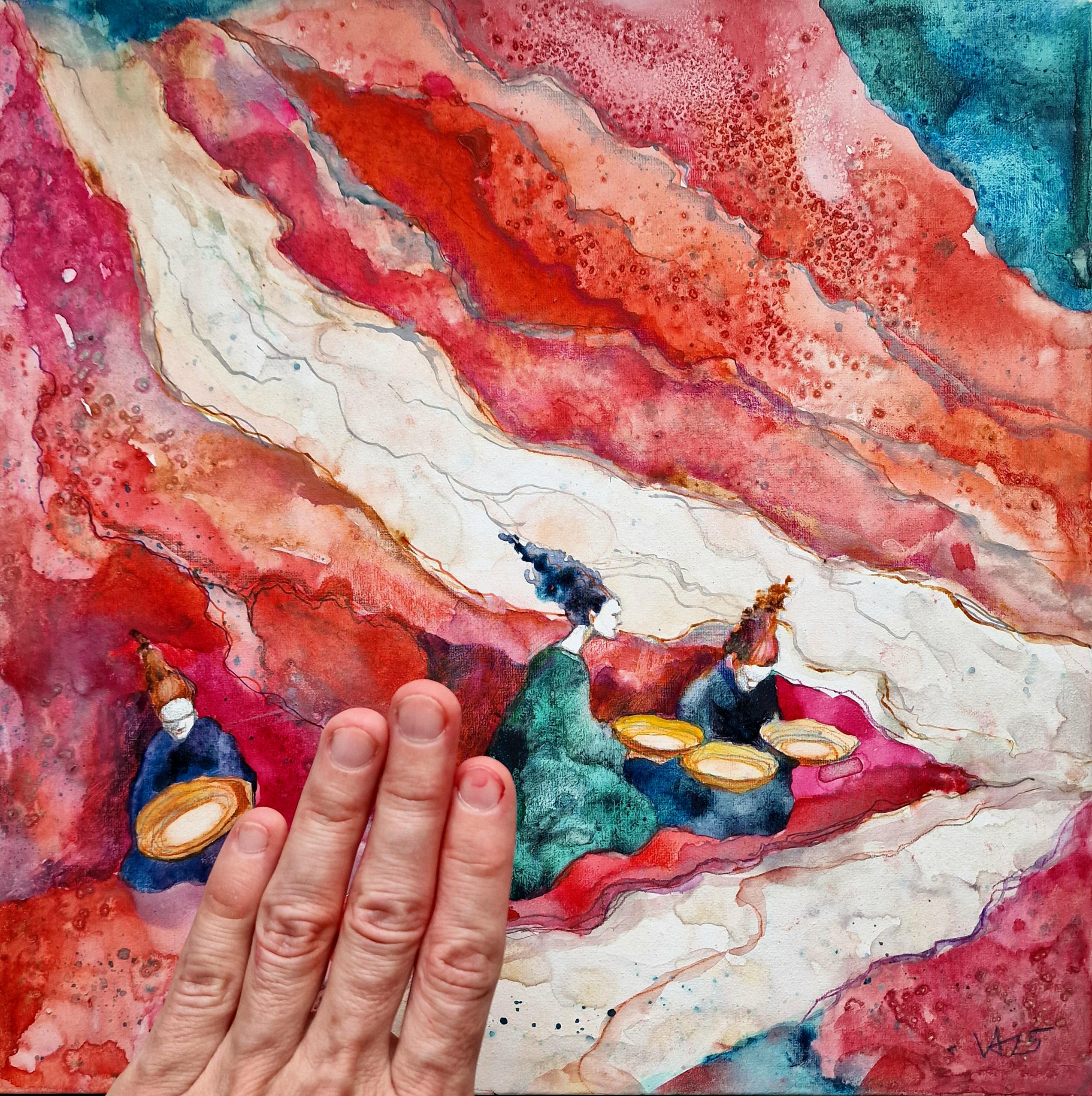 神秘的な水彩画 オリジナル絵画 スピリチュアルな人物 ファンタジーの