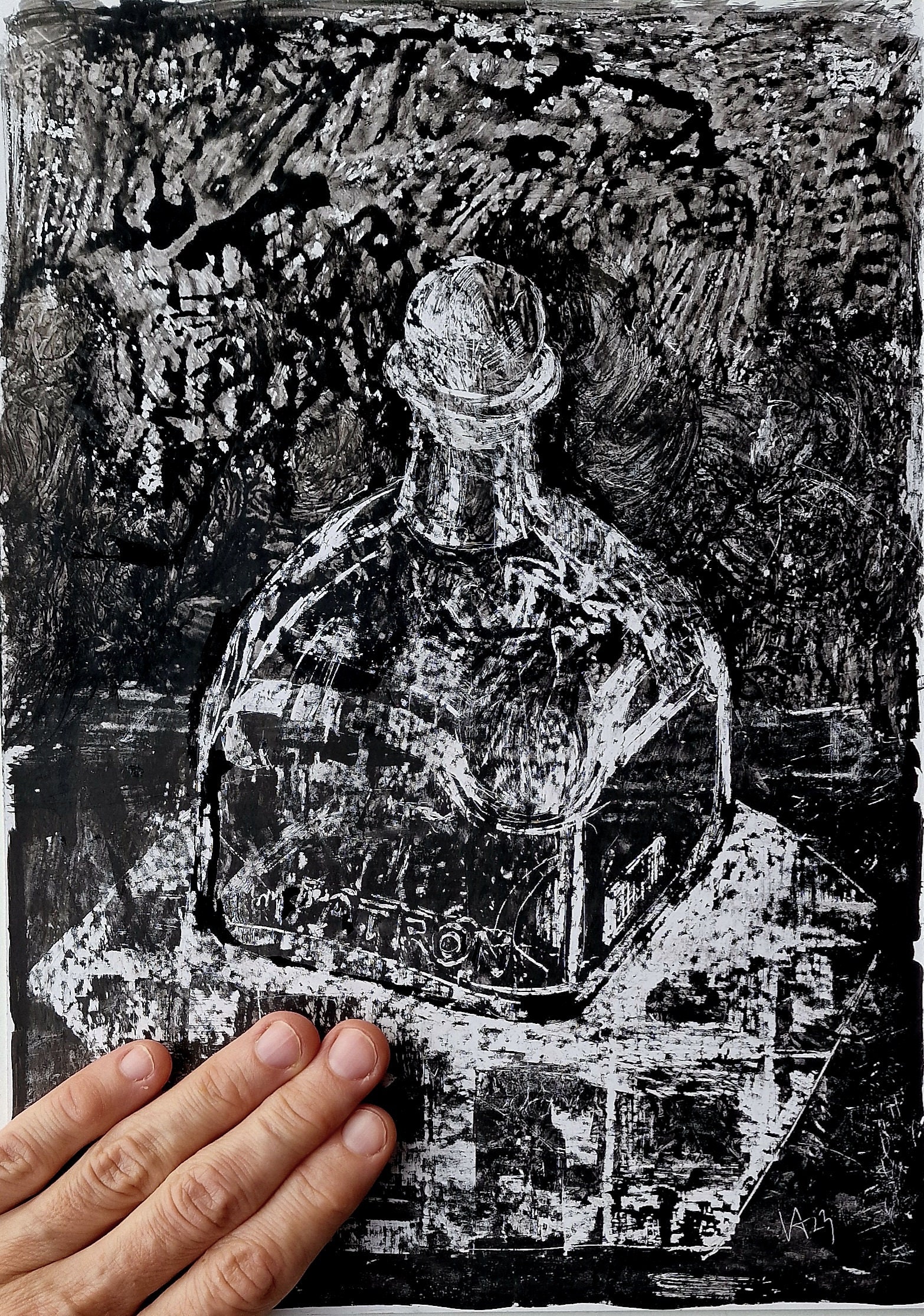 Still Life Ink Monochrome Still Life With Tequila Black-and-white Ink Painting Graphic ...