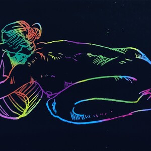 Set of 10 Female Nudes Nudes Sketches Black Color Rainbow Sketches Nude