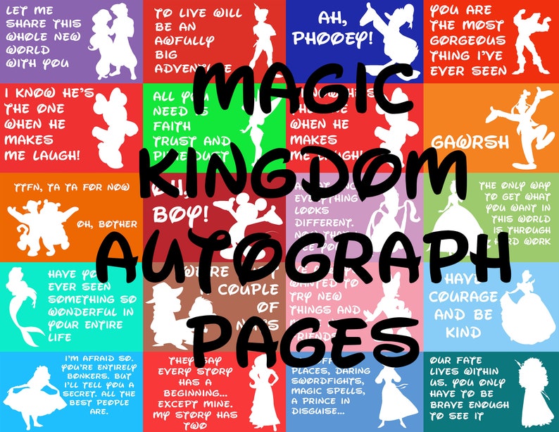Magic Kingdom Autograph Pages PDF - Etsy
