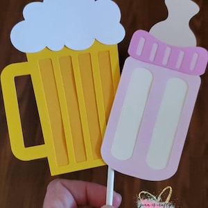 Baby is Brewing Cake Topper, Beer Mug and Baby Bottle, Baby Shower