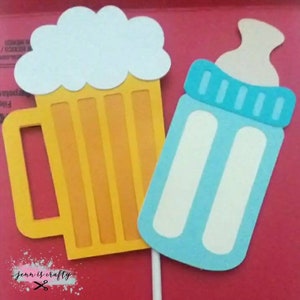 Baby is Brewing Cake Topper, Beer Mug and Baby Bottle, Baby Shower