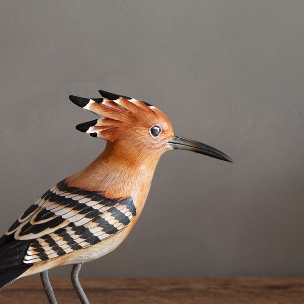 Hoopoe - 6.5"H - Hand Carved Wooden Bird