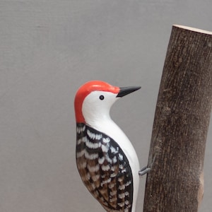 Mini Red Bellied Woodpecker - 4.5&quot;H - Hand Carved Wooden Bird