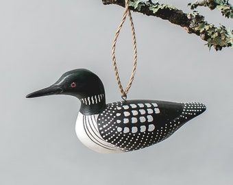 Loon Ornament - 5"L - Hand Carved Wooden Birds