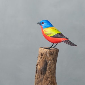Painted Bunting - 8&quot;H - Hand Carved Wooden Bird