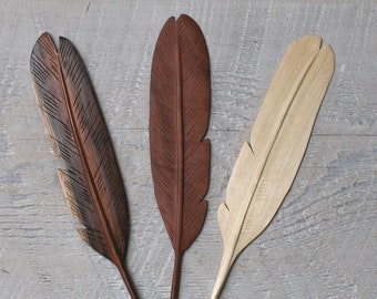 Hand Carved Wooden Feathers