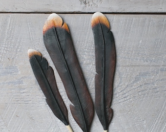 Cormorant- Hand Carved Wooden Feathers