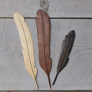 Hand Carved Wooden Feathers