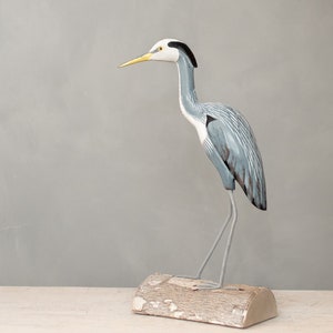 Great Blue Heron, Medium 14H Hand Carved Wooden Bird image 1
