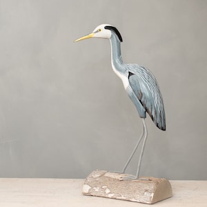 Great Blue Heron, Medium - 14&quot;H - Hand Carved Wooden Bird
