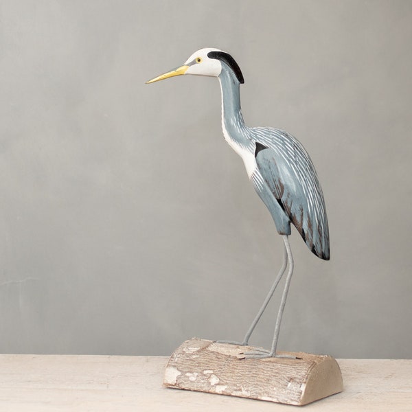 Great Blue Heron, Medium - 14"H - Hand Carved Wooden Bird
