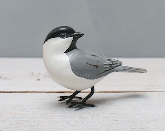 Mini Chickadee- Hand Carved Wooden Bird - 3"H