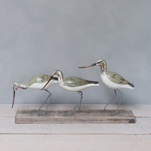 Godwit Trio - Hand Carved Wooden Shorebirds