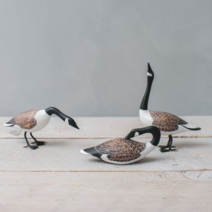 Canada Geese Set 4H Hand Carved Wooden Bird image 1