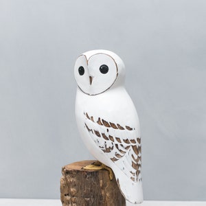 Barn Owl - 13&quot;H - Hand Carved Wooden Bird