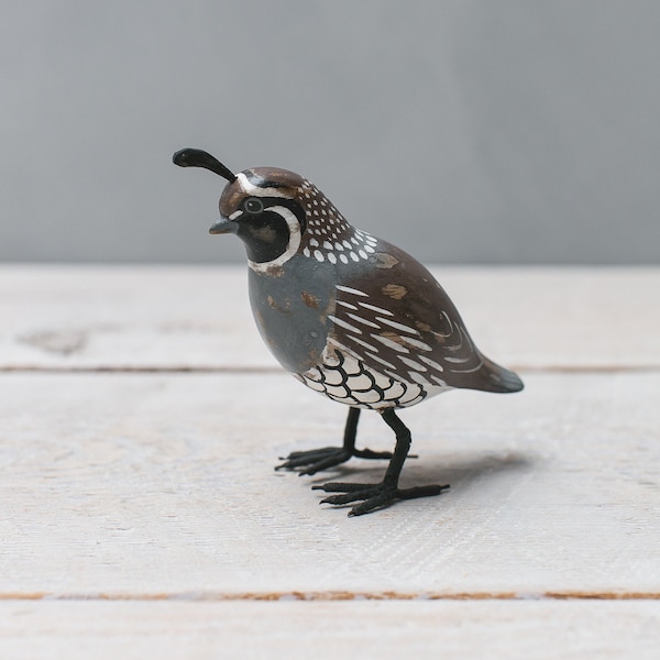 Mini California Quail - 3"H - Hand Carved Wooden Bird