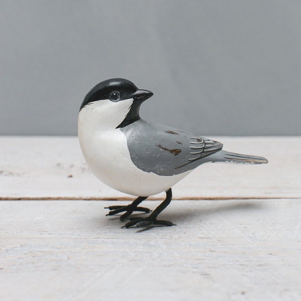 Mini Chickadee- Hand Carved Wooden Bird - 3"H