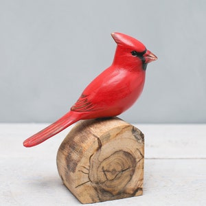 Kardinal männlich - 18 cm H - Hand geschnitzt | Hölzerner Vogel