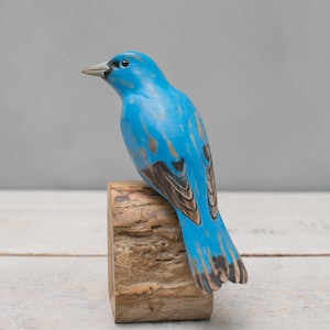 Indigo Bunting- 6.5"H - Hand Carved Wooden Bird