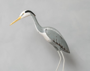 Great Blue Heron - Hand Carved Wooden Bird