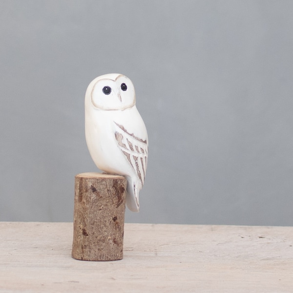 Barn Owl, Mini - 5"H - Hand Carved | Wooden Bird