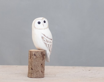 Barn Owl, Mini - 5"H - Hand Carved | Wooden Bird