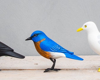 Mini Bluebird- Hand Carved Wooden Bird