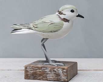 Snowy Plover- Hand Carved Wooden Shorebird