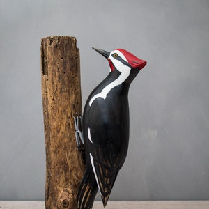 Pileated Woodpecker 13H Hand Carved Wooden Bird image 1