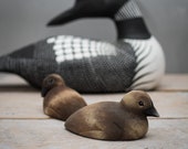 Baby Loon Pair- Large - Hand Carved Wooden Bird - 5 quot L