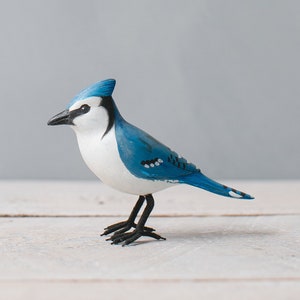 Mini Bluejay- Hand Carved Wooden Bird