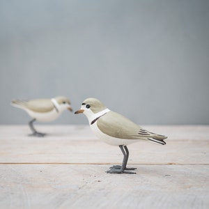 Mini Piping Plover - 3.5"H- Hand Carved Wooden Bird