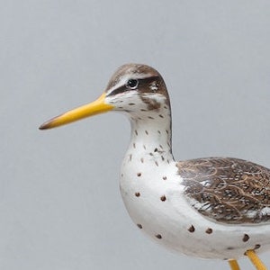 Spotted Sandpiper, Straight- Hand Carved Wooden Shorebird