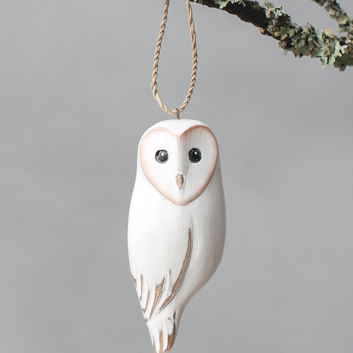 置物 59. The magnificent barn owl hand-painte Hand Carved Wooden Barn Owl Ornament – 4