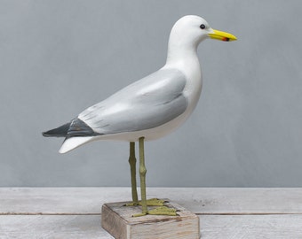 Seagull - 12"H - Hand Carved Wooden Bird