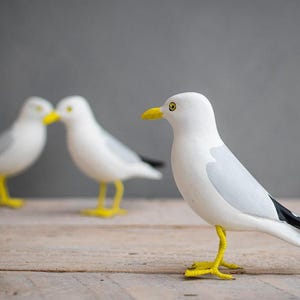 Mini Seagull - Hand Carved Wooden Bird - 3.5"H
