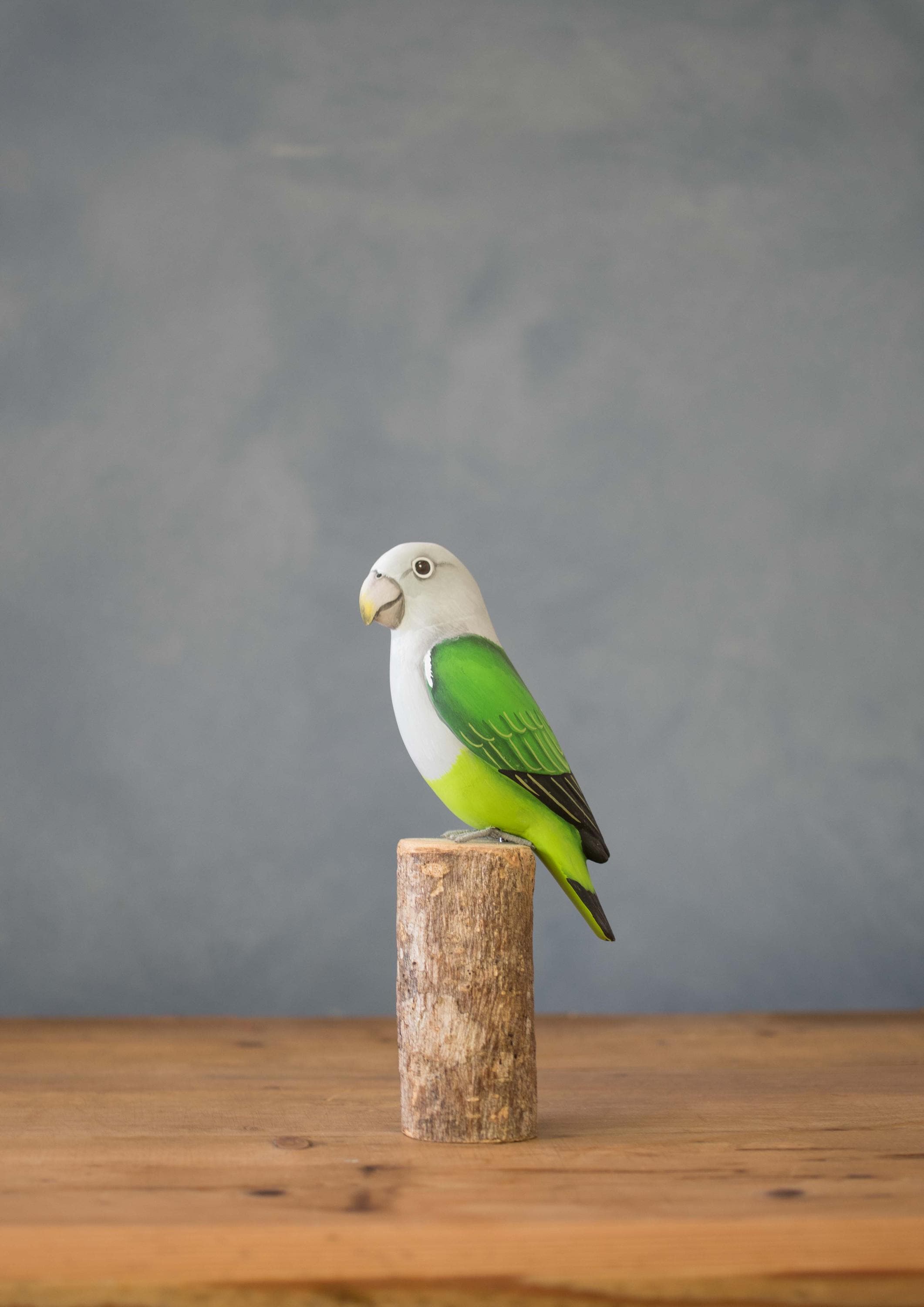 Hand Carved Wooden Lovebird – Green | 8