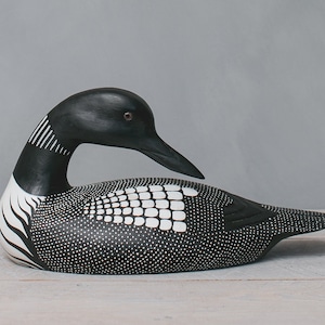 Loon Turned -15&quot;L- Large -  Hand Carved Wooden Bird