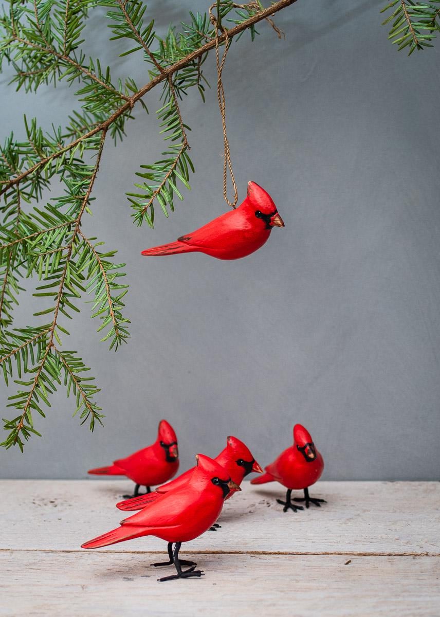 Hand Carved Wooden Cardinal Sculpture – Male | 7