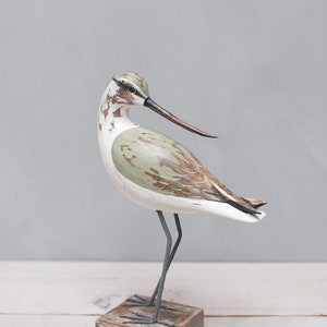 Godwit Pair Hand Carved Wooden Shorebird image 1