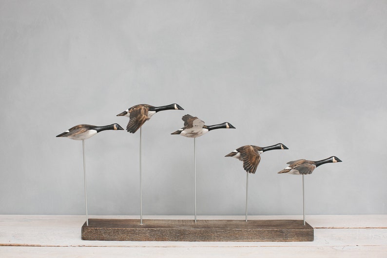 Canada Goose Flying 22L Hand Carved Wooden Birds Etsy