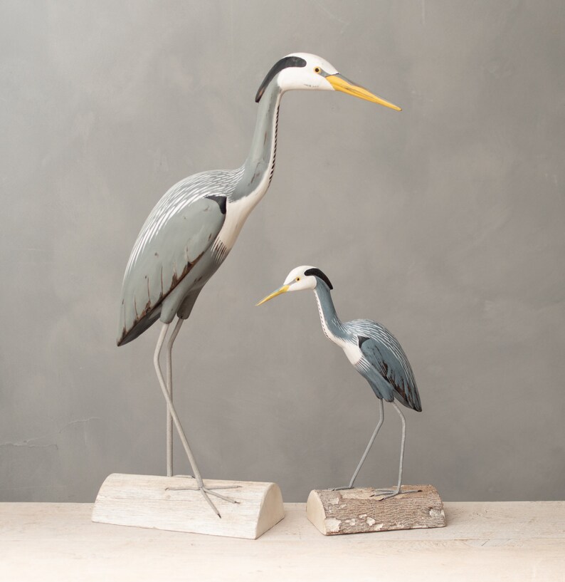 Great Blue Heron, Medium 14H Hand Carved Wooden Bird image 2