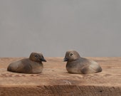 Baby Loon Pair- Small - Hand Carved Wooden Bird - 4 quot L